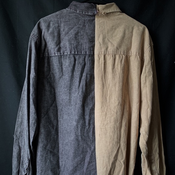 HAND MADE distressed cut n sew button down - Picture 4 of 5